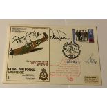 WW2 Aces multiple signed SC30 RAF Uxbridge Spitfire cover. Signed by Saburo Sakai, Adolf Galland and