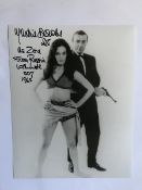 James Bond Martine Beswick signed 10 x 8 inch b/w photo; she has added rare inscription As Zora from