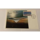 Concorde test pilot Brian Trubshaw signed Concorde PHQ card with New Hebrides Concorde stamp and