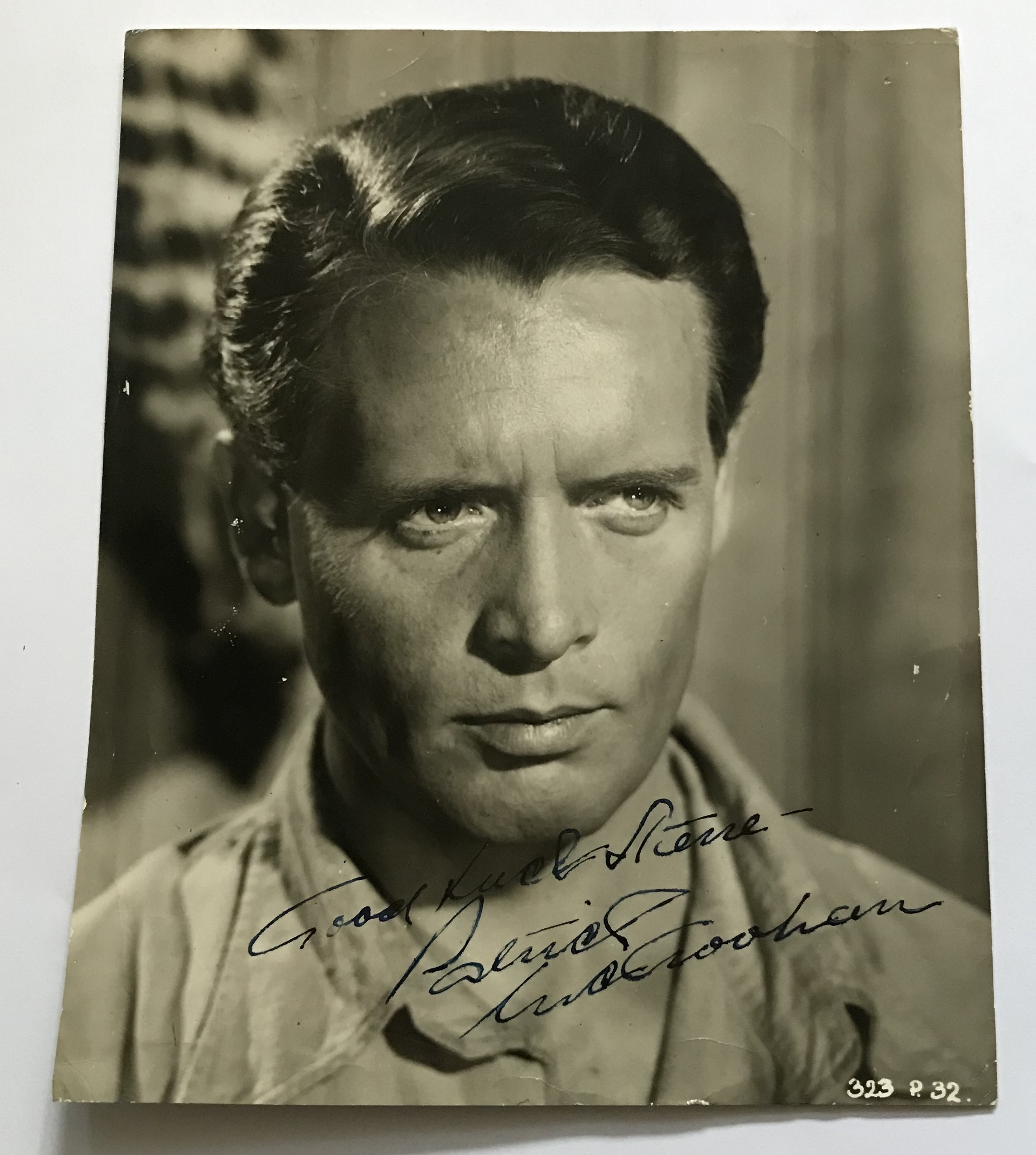 Patrick McGoogan signed vintage 10 x 8 inch b/w still photo from Nor the Moon by Night. Few dings