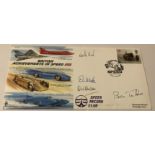 Brian Trubshaw Concorde test pilot signed British Achievements in Speed cover, also signed by WW2