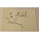 James Bond Sean Connery signed vintage white card to Michael. Good condition. All signed pieces come