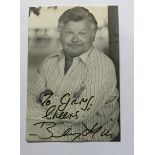 Benny Hill signed 7 x 5 inch b/w photo to Gary, couple tape marks to back. Good condition. All