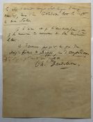 Poet CHARLES PIERRE BAUDELAIRE rare handwritten 4 page letter, in French dated 1859. French poet who