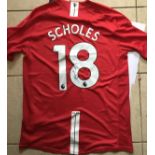 Paul Scoles Signed Red Man United Shirt. Good condition. All signed pieces come with a Certificate