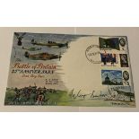 WW2 Douglas Bader DFC signed 1965 Battle of Britain FDC, 3 stamps and Biggin Hill FDI postmark. Good