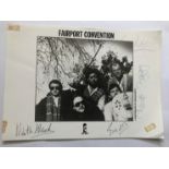 Fairport Convention signed 12 x 8 inch b/w band photo, couple tape marks. Signed by Simon Nicol, Ric