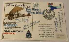 Great War Luftwaffe aces multiple signed cover, six autographs inc Oskar Knofe, Horst Merz, Albert