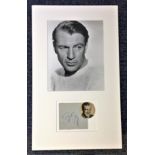 Gary Cooper signature piece mounted below black and white photo. Approx overall size 20x14. Good