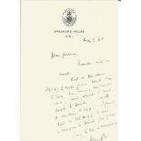 Horace King Labour politician signed handwritten one page letter with biography. Political