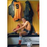 Autographed Steve Bull 12 X 8 Photo - Col, Depicting The Wolves Centre-Forward Striking A Superb