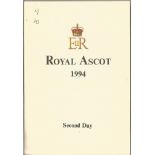 John Francome signed Royal Ascot 1994 second day card. Some annotations inside. Good Condition.