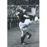 Autographed Scotland 12 X 8 Photo - B/W, Depicting Willie Henderson In The Arms Of His Rangers
