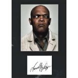 Samuel L Jackson signature piece mounted below colour photo. Approx overall size 16x12. Good