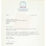 Dickie Davies TLS typed signed Letter dated 21/7/1981. Good Condition. All autographs come with a