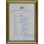 Cricket Australia Cricket Tour 1968 vintage multi signed team sheet great names include Lawry,