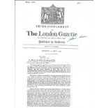 Ervine Andrews VC WW2 Victoria Cross winner signed A4 copy of his London Gazette citation. Good
