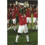 Andy Cole Signed Manchester United European Cup 8x10 Photo. Good Condition. All autographs come with