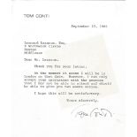 Tom Conti TLS typed signed Letter dated 23/9/1981. Good Condition. All autographs come with a