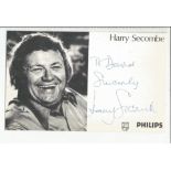 Harry Secombe signed 6x4 black and white promotional Philips photo. Dedicated. Good Condition. All