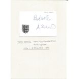 Tony Towers signed 6x4 England card. Player with Man City, Sunderland, Birmingham and 3 England