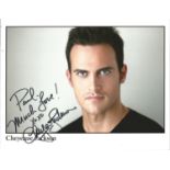 Cheyenne Jackson signed 10x8 colour photo. Dedicated. Good Condition. All autographs come with a