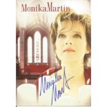 Monika Martin signed 6x4 colour promotional card. Austrian schlager singer with a long track