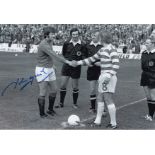 Autographed John Greig 12 X 8 Photo - B/W, Depicting The Rangers Captain Shaking Hands With His