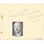 Composer Sir Adrian Boult vintage autograph album page with small magazine photo affixed. Comes with