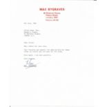 Max Bygraves two letters one TLS typed signed LETTER typed signed 1982 letter on personals