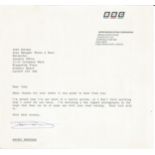 Bruno Brookes TLS typed signed LETTER on BBC headed paper. English radio presenter who became