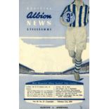 Football vintage programme West Bromwich Albion v Arsenal League Division One 21st February 1959.