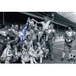 Autographed Jim McCalliog 12 X 8 Photo - B/W, Depicting Southampton Players Celebrating With The