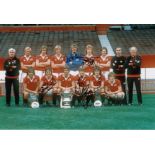 Autographed Man United 12 X 8 Photo - Col, Depicting Man United's 1977 Fa Cup Winning Team Posing