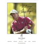 Gary Player signed 12x8 colour photo. Dedicated. Good Condition. All autographs come with a