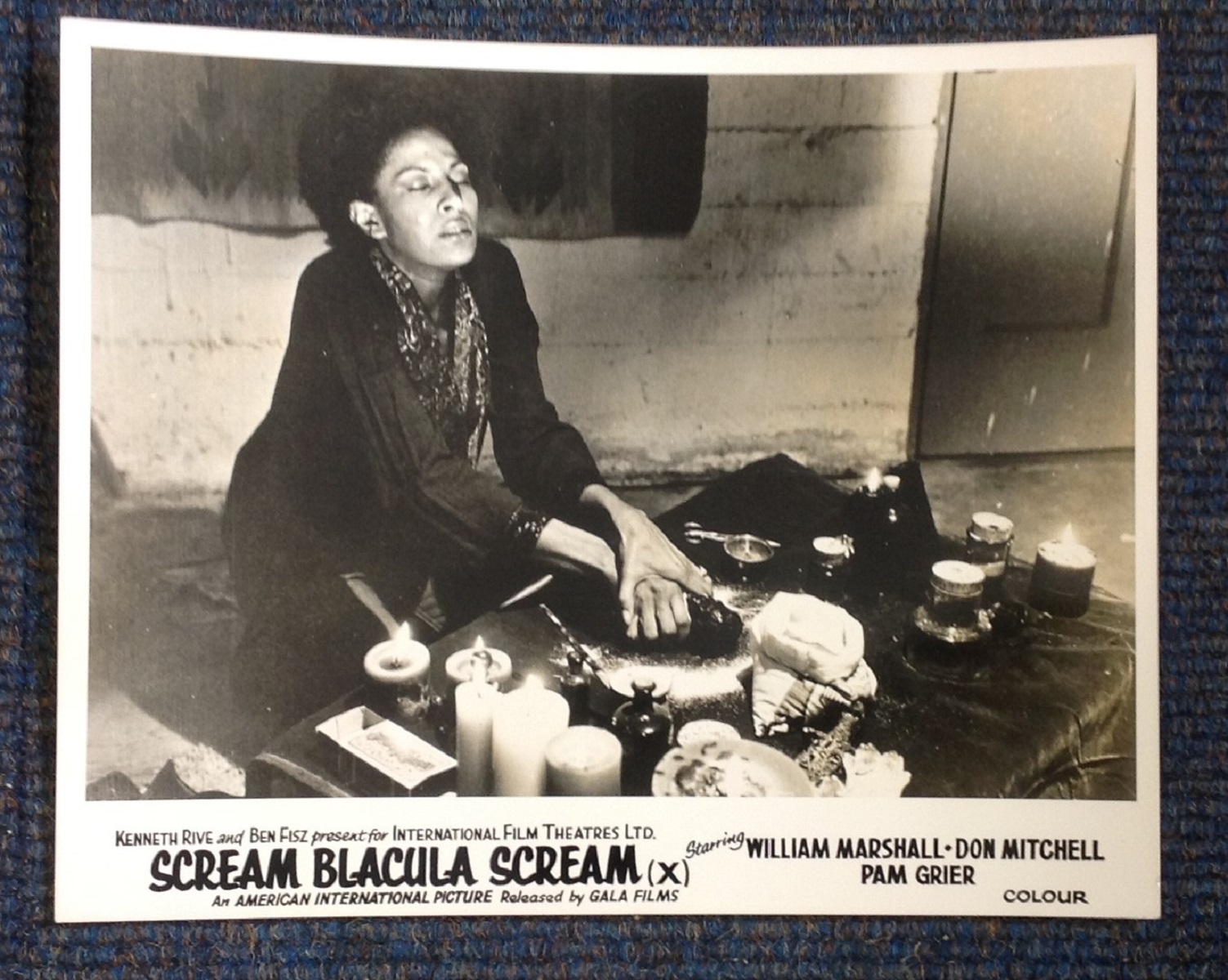Scream Blacula Scream vintage black and white lobby card from the 1973 American blaxploitation
