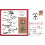 Rod Learoyd VC and flight crew Flt Lt R C Shuster and Sqn Ldr R C Shuster signed The Award of the