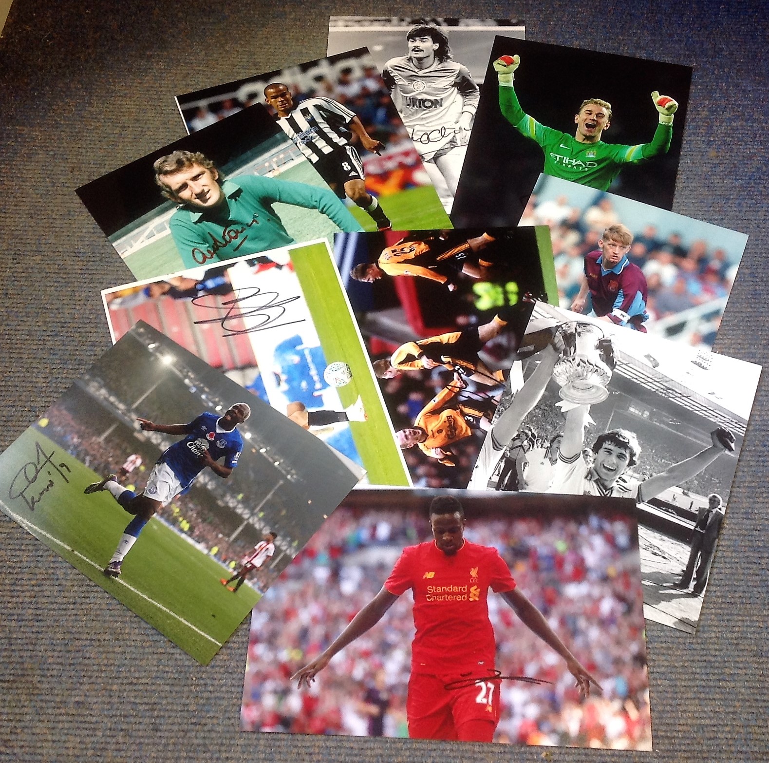 Football collection 10 signed assorted colour photos from some well-known names from the British