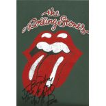 Charlie Watts signed and dedicated 10x8 colour image of Rolling Stones Logo. Charlie Watts was