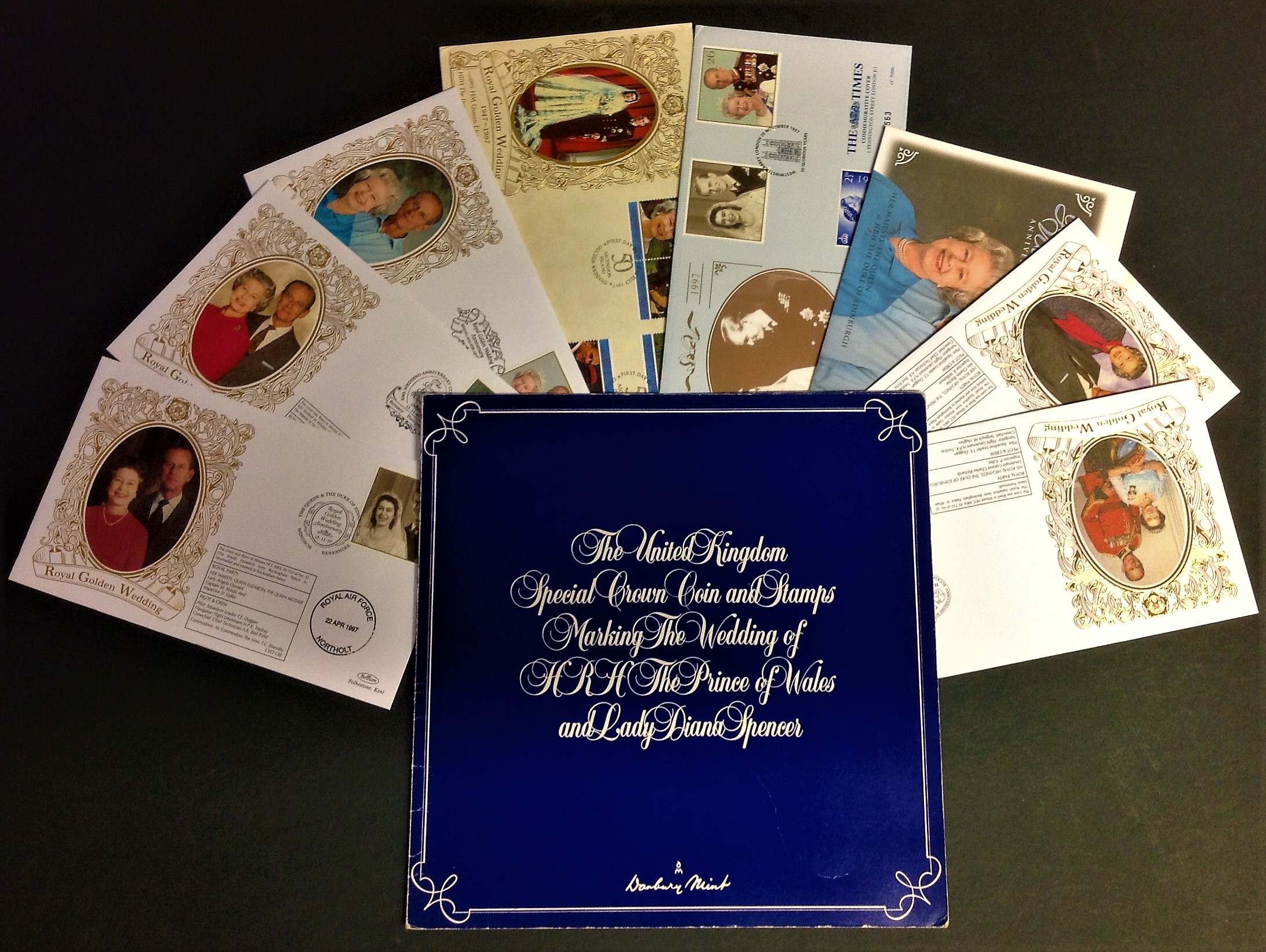 Royal FDC Collection includes 8 flown covers subjects include Royal Golden Wedding Anniversary and 1