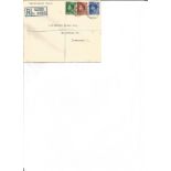 1936 Plain Definitive FDC 1/2d, 1d, 2d values Whitchurch CDS postmark. Good Condition. All