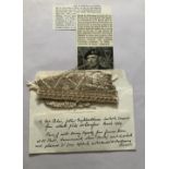FM Bernard Montgomery WW2 memorabilia. A piece of the wall lining Tapestry from the room at St