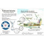 Sqn Ldr Williams signed 1991 Falklands 50th ann Battle of Britain FDC with Spitfire Presentation
