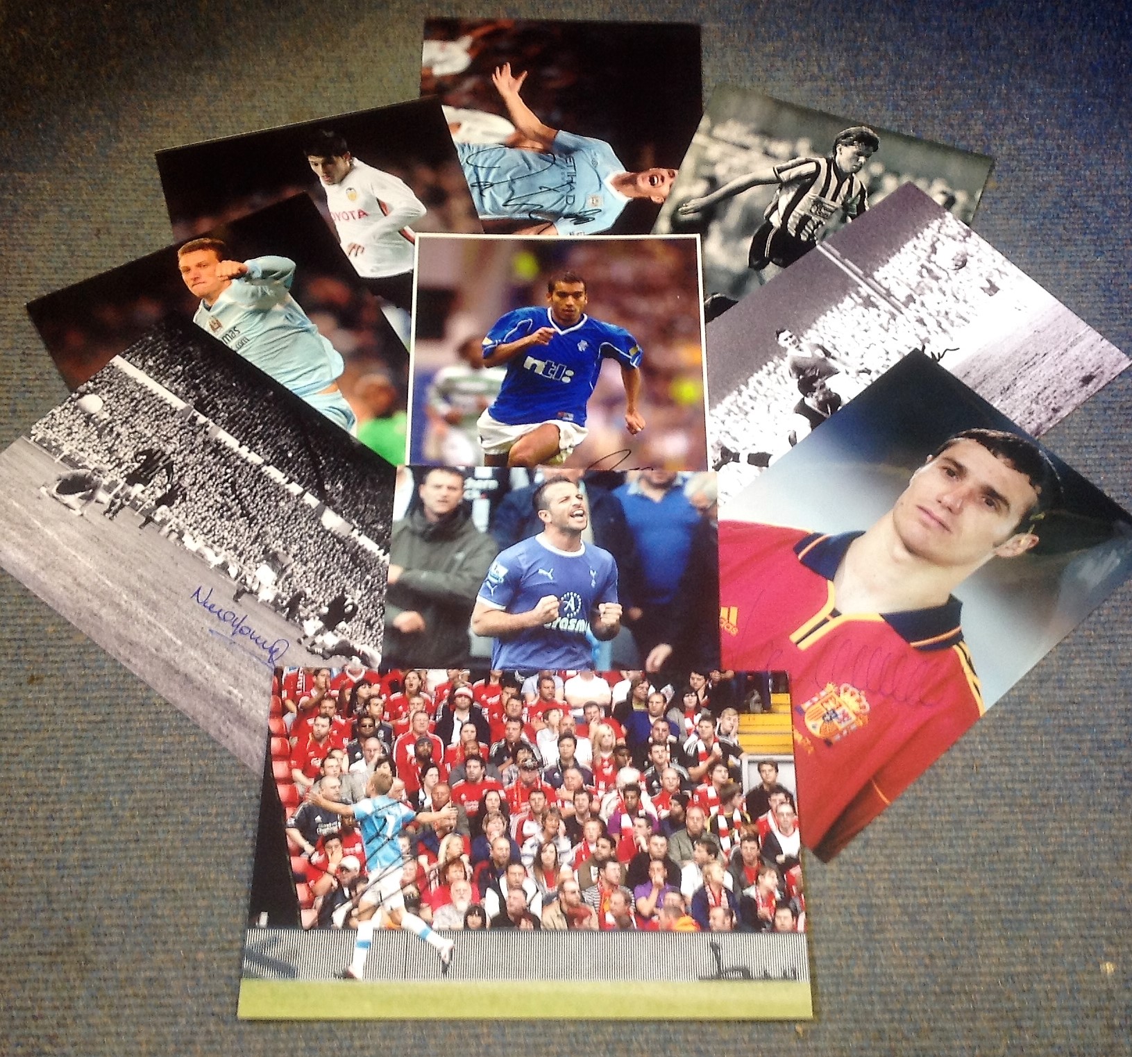 Football collection 10 signed assorted photos from some great names from the past and present