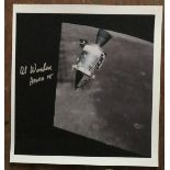 Apollo 15 astronaut Al Worden signed 8 x 8 inch colour space book photo of capsule above the moon.