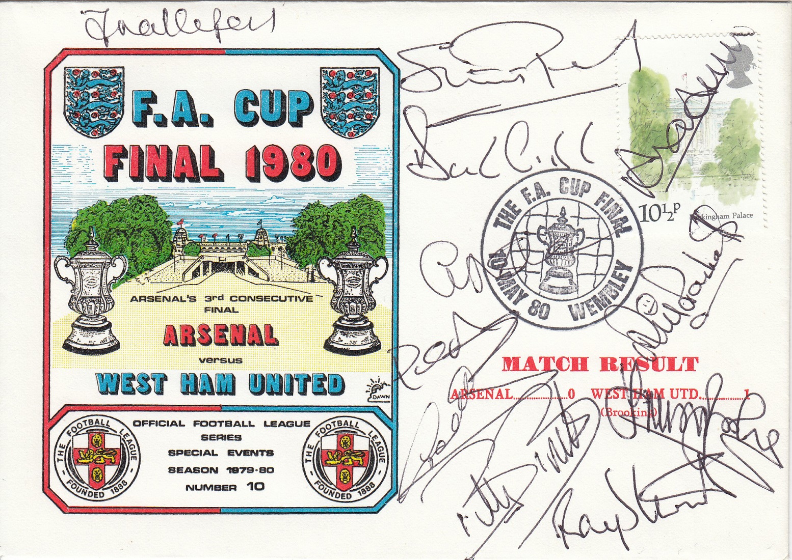 Autographed West Ham United 1980 Cover, A Dawn Covers Issued First Day Cover For The 1980 Fa Cup