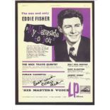 Eddie Fisher signed 12 x 8 inch photo of poster for My Serenade to You. Good Condition. All