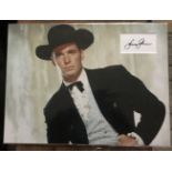 James Garner autograph matted into picture display approx 16 x 12 inches. Good Condition. All