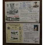 Battle of Britain two multiple signed RAF covers, 15 autographs inc top 5 Douglas Bader, Johnnie