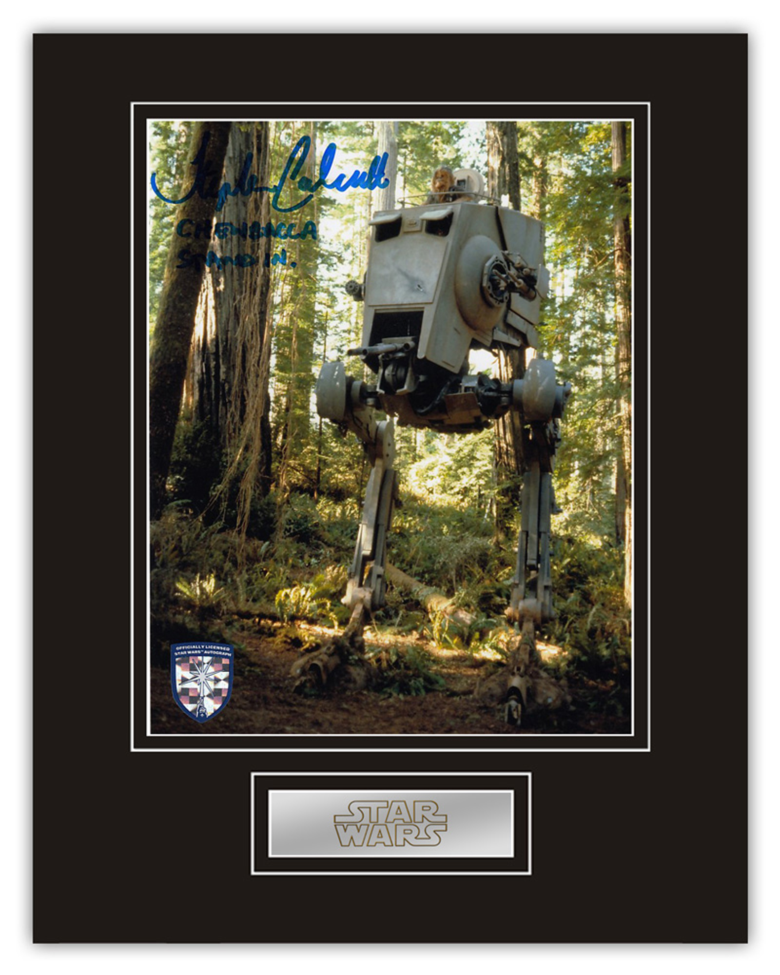 Stunning Display! Star Wars Chewbacca hand signed professionally mounted display. This beautiful